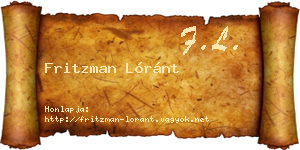 Fritzman Lóránt névjegykártya